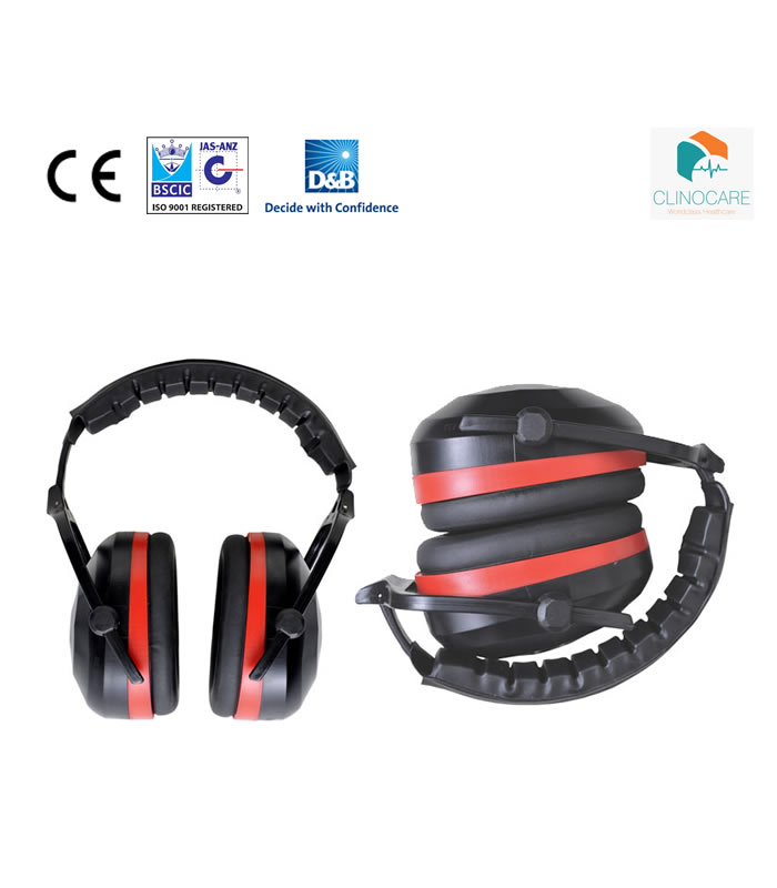 Specifications :- Material Plastic head bands, soft cushioned pad. Size Adjustable Color Red Features Light weight Durable Folds for dust free storage in a pocket. Noise Reducing Rating: 30dB Application : Airports, generators, excavation high frequency welding metal production, fabrication & mining.